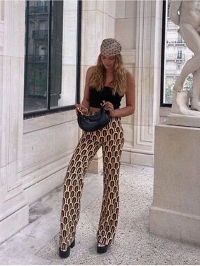 ZARA Geometric Flare Pants